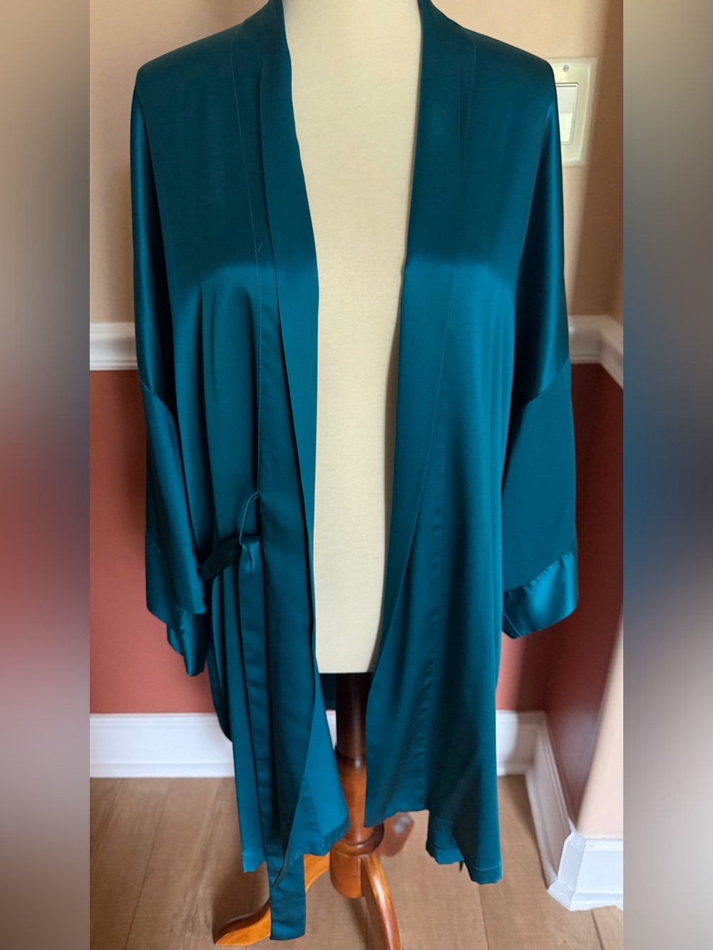 Lasoie Silk Robe Kimono Tie style Women Till Tirquise Blue One Size